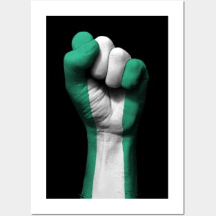 Flag of Nigeria on a Raised Clenched Fist Posters and Art